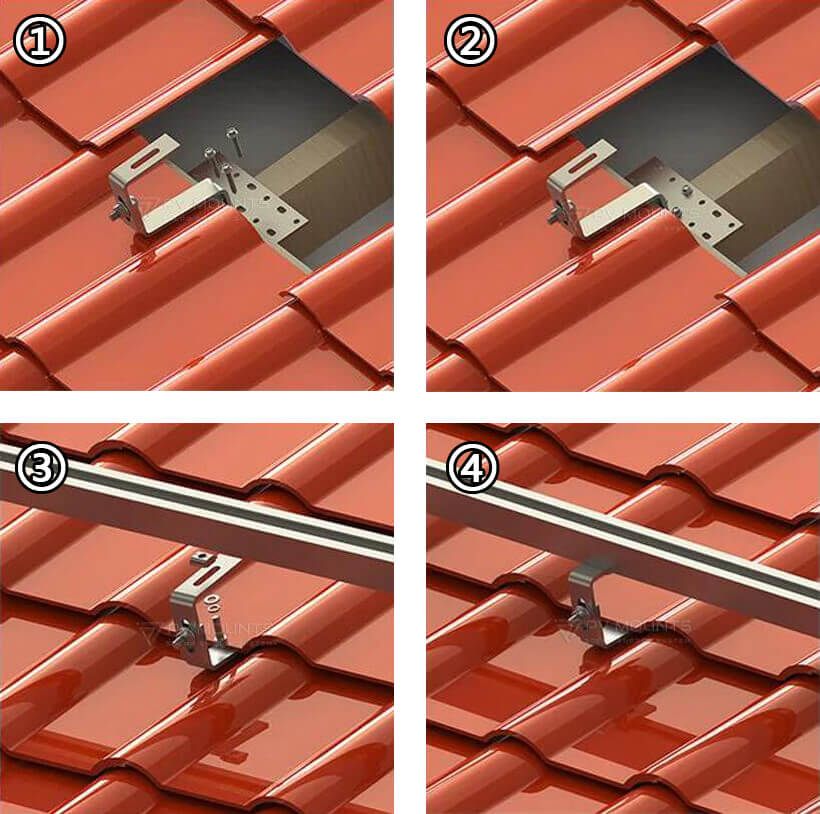 Installation Guide of Clay Tie Roof Hook for solar panle mounting