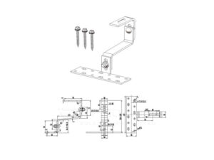 Solar Tile Hooks Double Adjustable Bottom Mounted Drawing PVM-TH-12