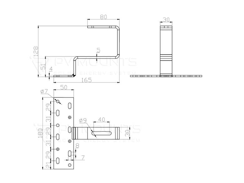 pvm-th-08 tile solar roof hook drawing