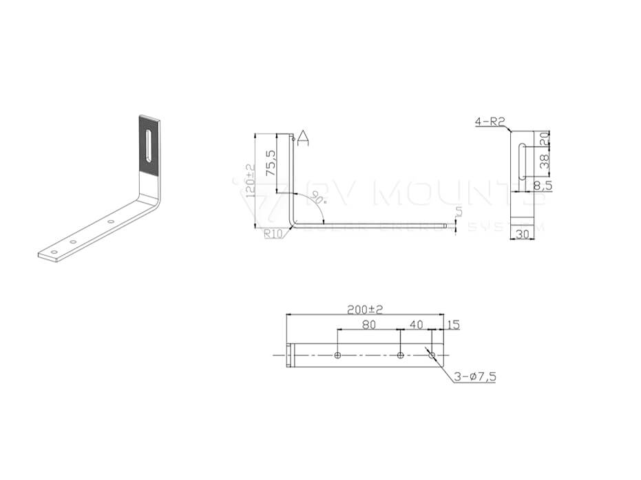 slate tile roof hook solar design drawing PVM-TH-S01