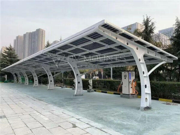 carbon steel solar carport racking production photo Y shape (7)