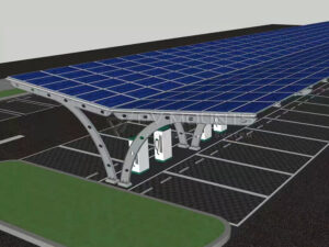 carbon steel solar carports structure T-arc shape double side