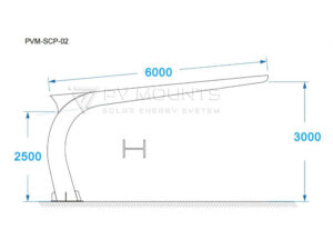 L-Arc Shaped Solar Carport Structure Racking Design Drawing