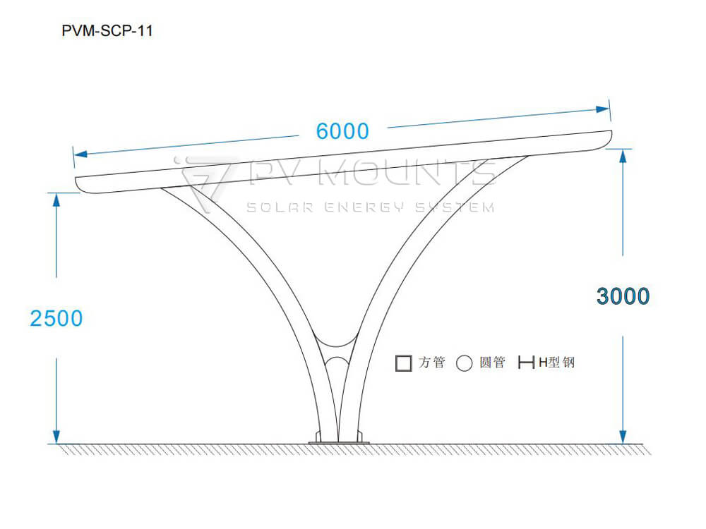 design drawing PVM-SCP-11 V shape steel carport frame commercial and residential