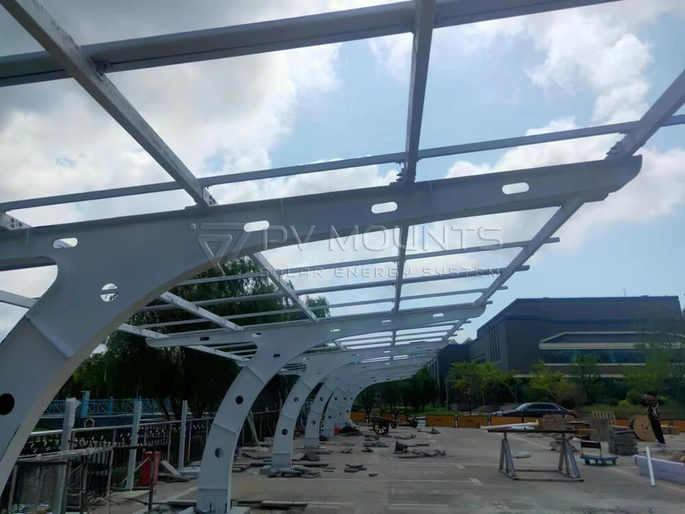 project 01 - carbon steel solar carport structure T-arc shape