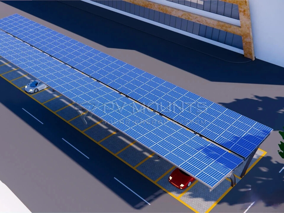 project 03 carbon steel solar carport T-arc shape double side 