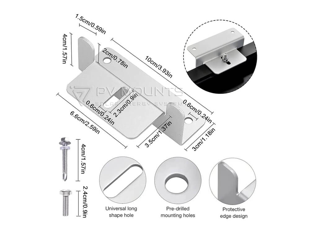 Solar Z Bracket For Pv Mounting Solution Size 100x65x40mm Drawing (4)