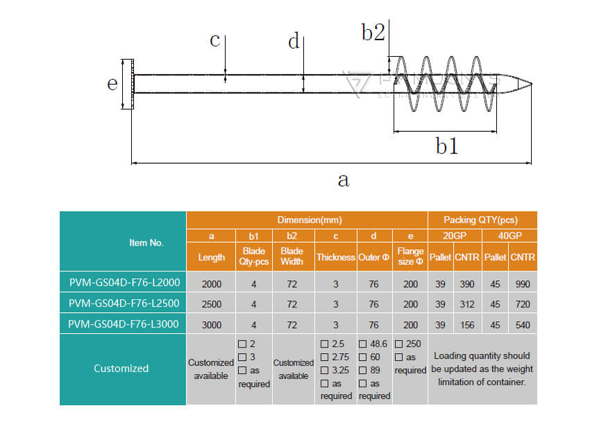 Four Blades Solar Ground Screw Pile Dimensions Pvm Gs 04d