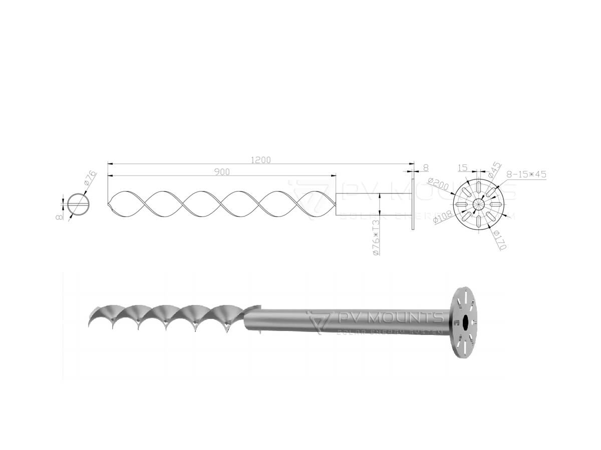 Pvm Gs 04e Ground Screw Drawing