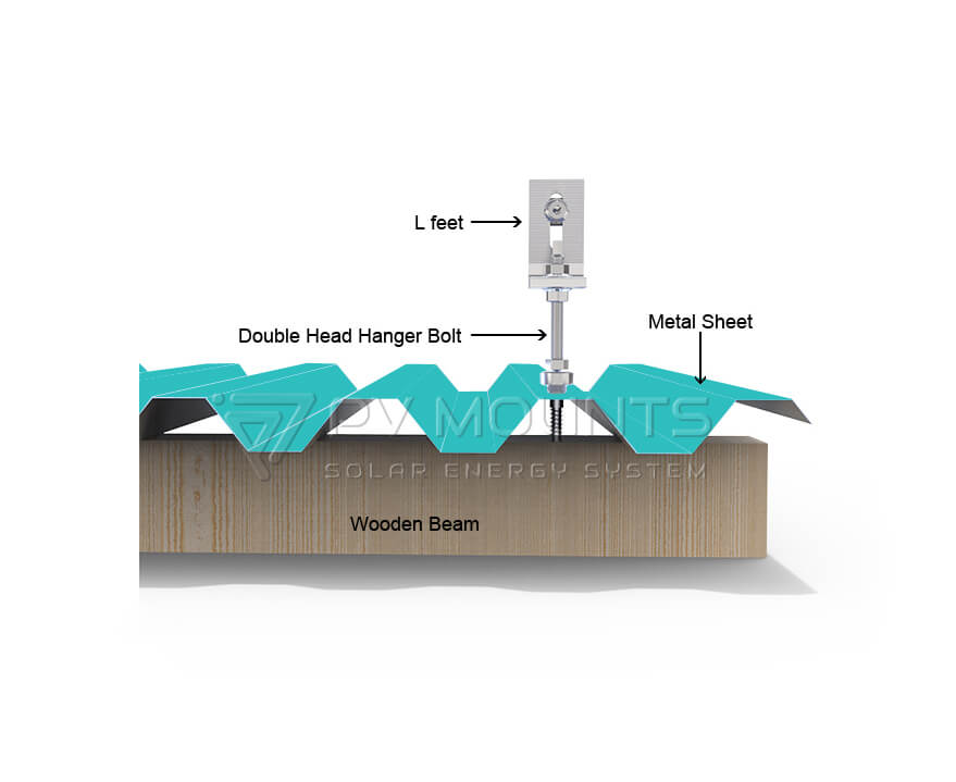 Pvm L 02 L Feet With Hanger Bolt M10x200 For Solar Module Installation For Trapezoidal Sheet Metal Roof (2)
