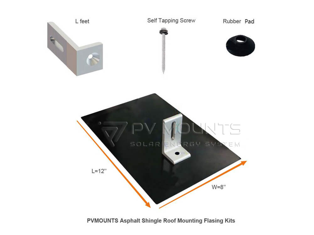 Pvm L 04 L Feet With Asphalt Shingle Flashing Plate For Solar Roof Installation (1)