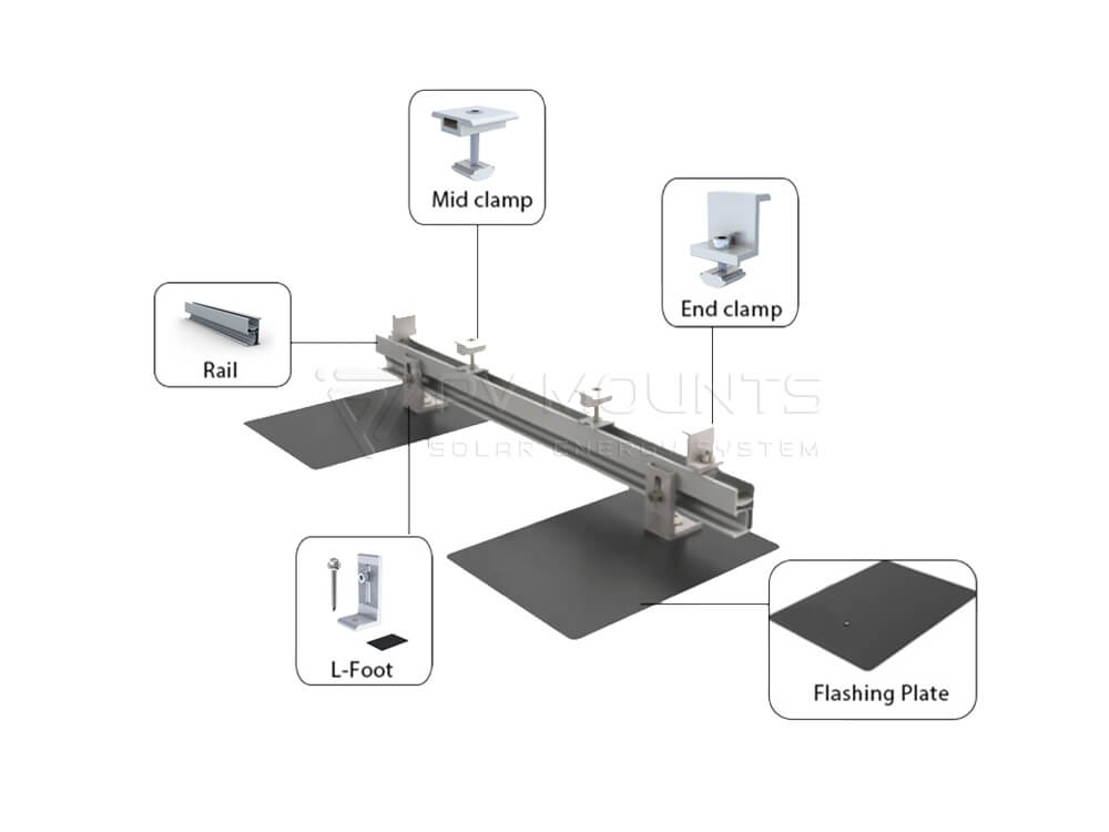 Pvm L 04 L Feet With Asphalt Shingle Flashing Plate For Solar Roof Installation (11)