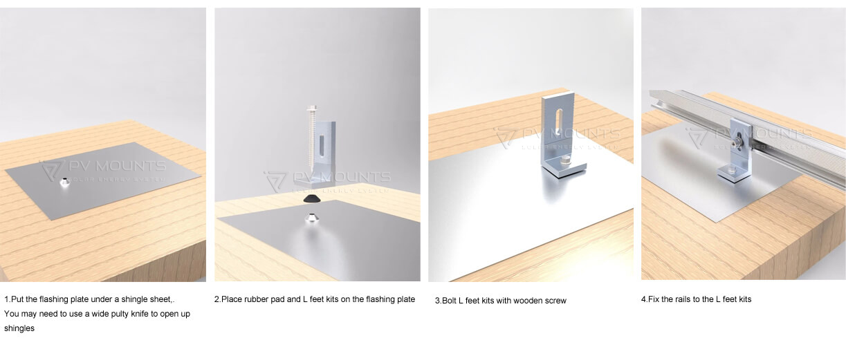 Pvm L 04 Lfeet With Asphalt Shingle Flashing For Solar Panel Installation (41)