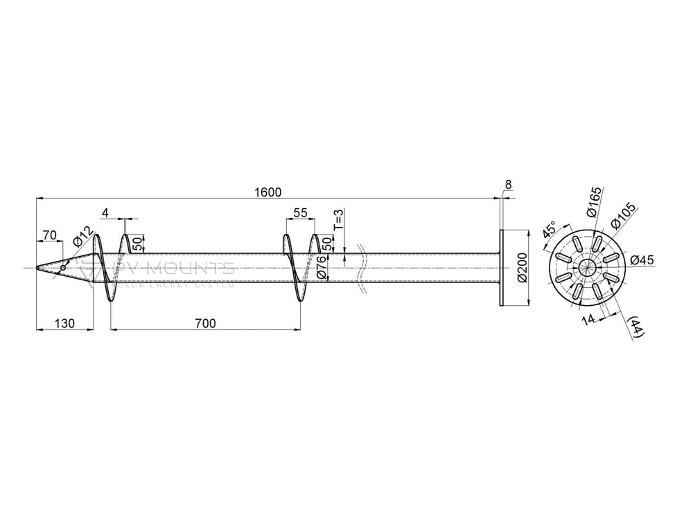 Solar Ground Screw Pvm Gs 04c Drawing (3)