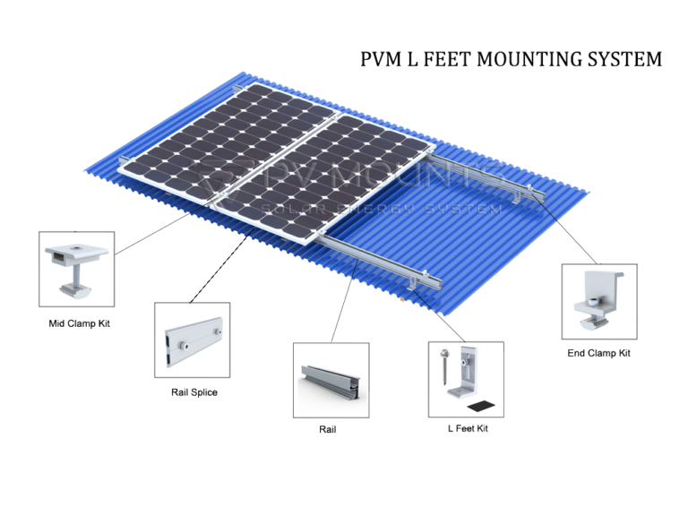 L feet mount for metal roof solar installations