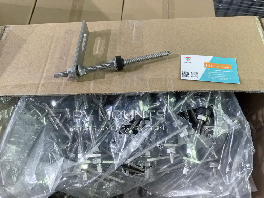 PVM-L-03 Adapter Plate with solar hanger bolt packing photo (3)