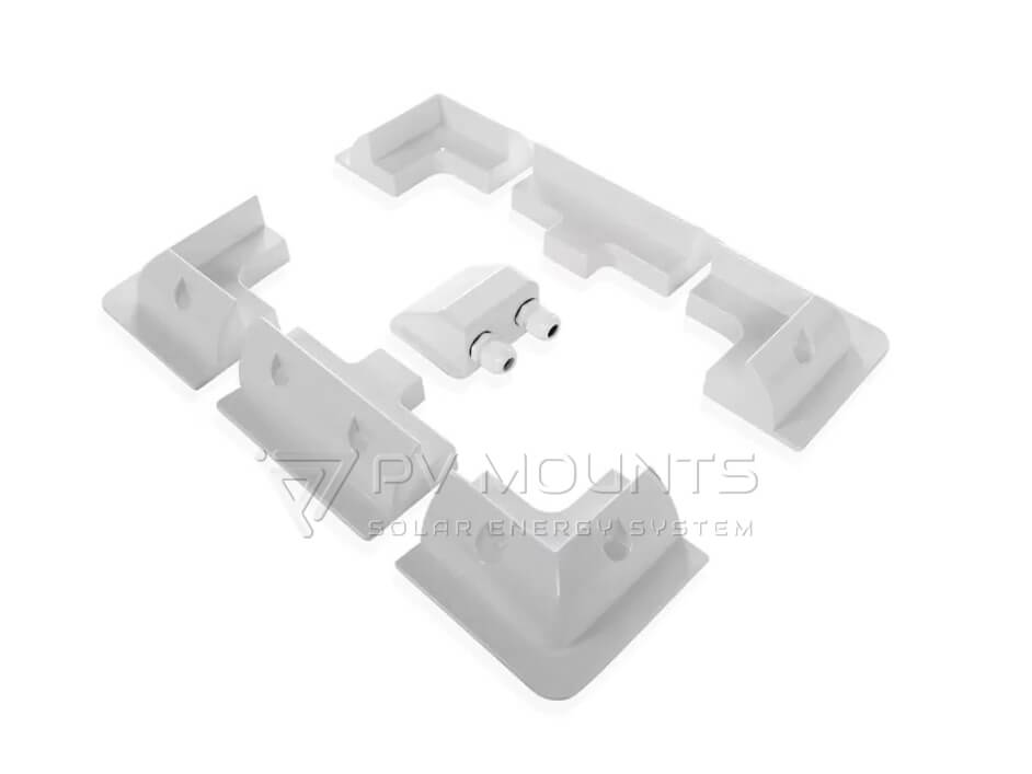 Solar Panel Mounting Bracket ABS Corner Brackets Kits with Waterproof Cable Gland Drill-free 7 pc white (7)