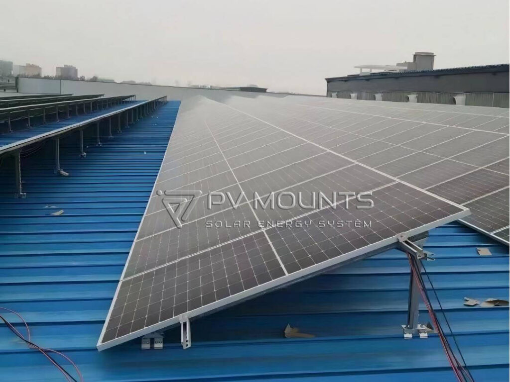 aluminium solar adjustable tilt bracket mounted on standing seam roof