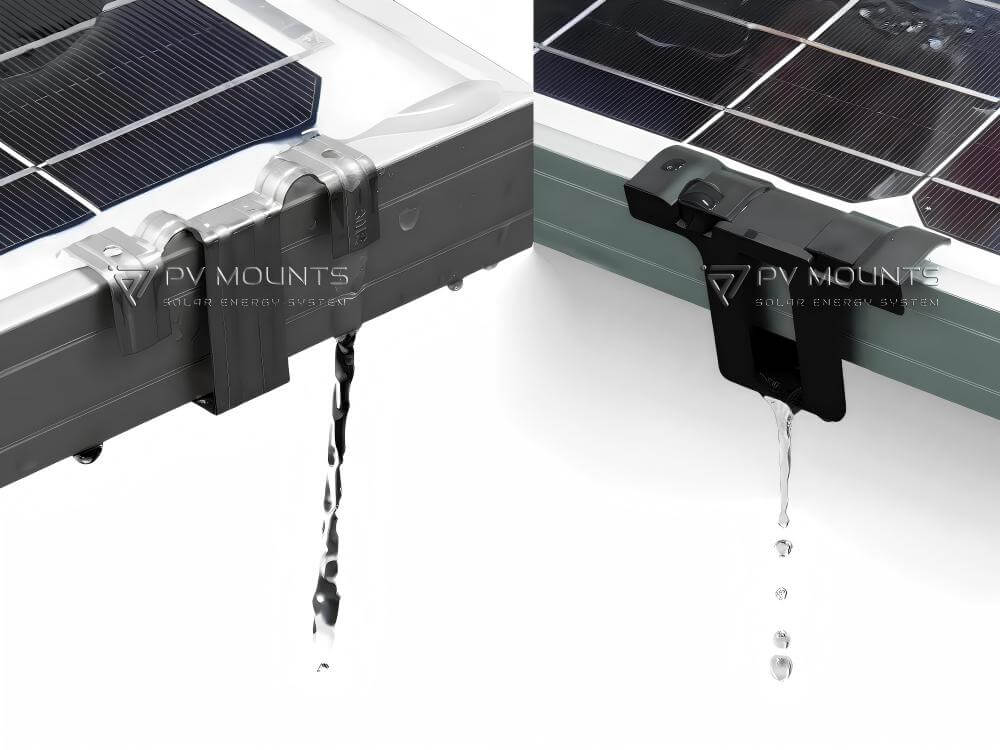 water drain clip stainless on panel water flow - pvmounts