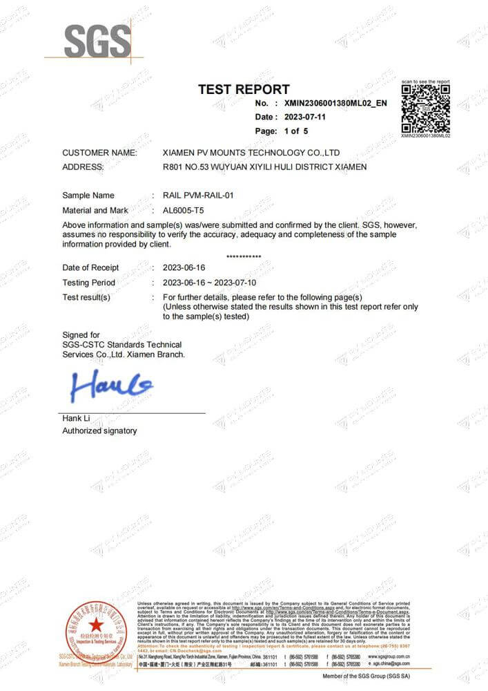 General rail structure Test by SGS test report(1)