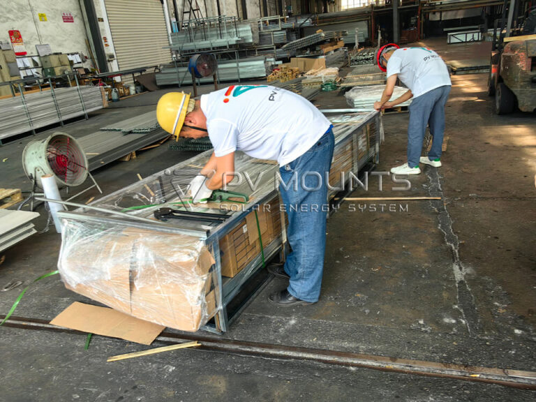solar rail structure packing in pvmounts factory